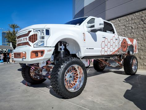 Sema Truck, Customised Trucks, Trucks Lifted Diesel, Lifted Chevy, Classic Ford Trucks, Lifted Chevy Trucks, Jacked Up Trucks, Weird Cars, Fancy Cars