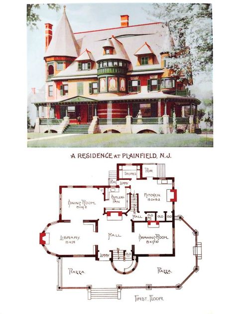 Victorian House Floor Plans, Old House Plans, Queen Anne House, Victorian House Plans, House Journal, Victoria House, 2 Bedroom House Plans, House Restoration, Vintage House Plans