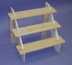 3 Step Wood Riser 23"W x 17"H x 18"D with 6" steps. Natural finish. You may stain or paint. Ships flat in one box. Ideal for trade shows. Fair Shelves, Craft Stall Display, Slat Wall Display, Wood Riser, Craft Booth Display, Soap Display, Wood Countertop, Craft Fairs Booth, Garden Shelves