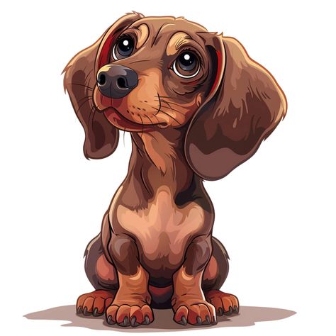 Cartoon Weiner Dog, Dachshund Drawings, Dachshund Dog Drawing, Dachshund Watercolor, Arte Dachshund, Dachshund Drawing, Dog Cartoons, Dachshund Colors, Dachshund Cartoon