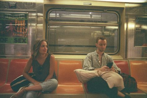 Cinematic Photography Train, Couple On Subway, People In Subway Reference, Subway Reference Photo, People On The Subway, Nyc Film Aesthetic, Nyc Film Photography, Subway People, Nyc Subway Photoshoot