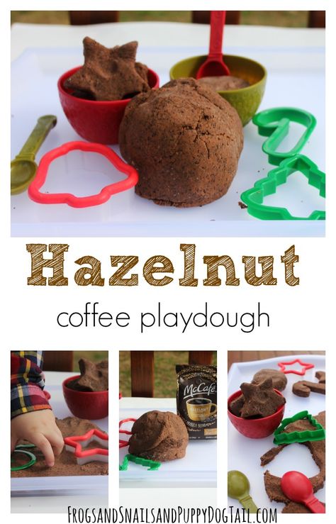 Easy Hazelnut Coffee Playdough Recipe. This playdough recipe smells AMAZING!! #McCafeAtHome #ad #IC Coffee Playdough, Gingerbread Sensory, Playdough Slime, Diy Play Doh, Sensory Rice, Gingerbread Man Activities, Cream Of Tarter, Diy Deodorant, Diy Slime Recipe