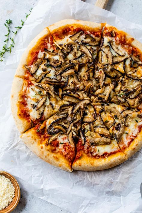 Homemade Mushroom Pizza, Pizza Mushrooms, Garlic Mushroom Pizza, Mushrooms Pizza, Roasted Mushroom Pizza Milk Street, Mushroom Pesto Pizza, Mushroom Pizza Recipes, Holiday Meal Planning, Wheat Pizza Dough