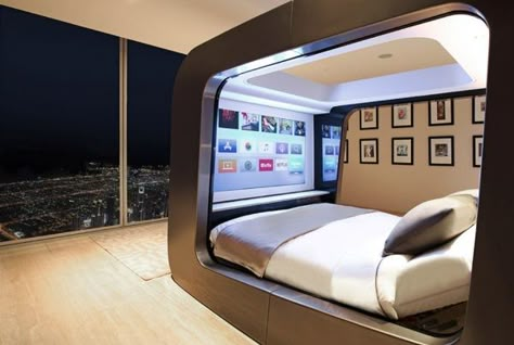 HiCan – the bed of the future Coolest Beds, Futuristic Bed, Pod Bed, Gaming Bed, Futuristic Bedroom, Star Wars Technology, Sleeping Pods, Smart Bed, Innovative Furniture