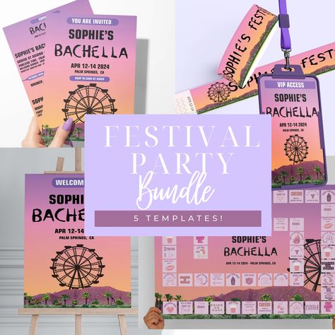 Festival Bachelorette Party Theme, Music Festival Bachelorette Party, Rave Bachelorette Party, Music Festival Themed Party, Coachella Bachelorette, Festival Bachelorette Party, Festival Bachelorette, Template Music, Festival Themed Party