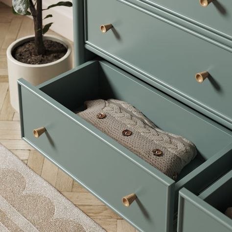 Classic Style Wardrobe, Green Chest Of Drawers, Large Chest Of Drawers, Wide Chest Of Drawers, 6 Drawer Chest, Green Colour Palette, Green Home Decor, Small Drawers, Large Drawers