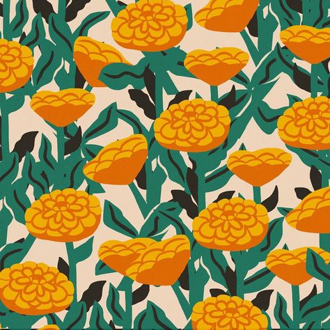 💛More marigolds 💛 Naomi Wilkinson, Motif Vintage, Orange And Green, Pattern Play, Flower Illustration, Pattern Illustration, Floral Illustrations, Dia De Muertos, Surface Pattern Design