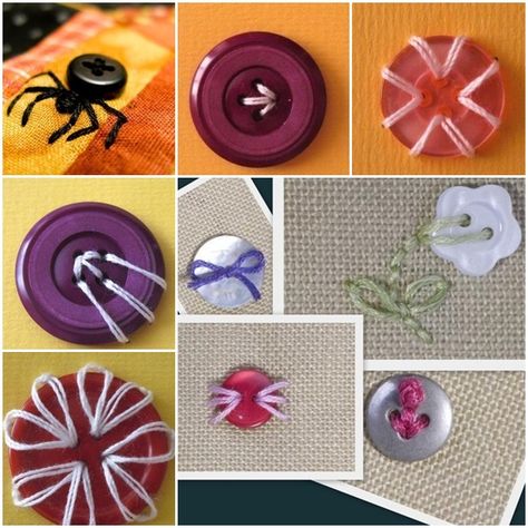 Creative ways to Make Buttons Embroidery | www.FabArtDIY.com LIKE Us on Facebook ==> https://www.facebook.com/FabArtDIY Detail Couture, Button Creations, Bag Essentials, Types Of Buttons, Silk Ribbon Embroidery, How To Make Buttons, Button Art, Button Crafts, Sewing A Button