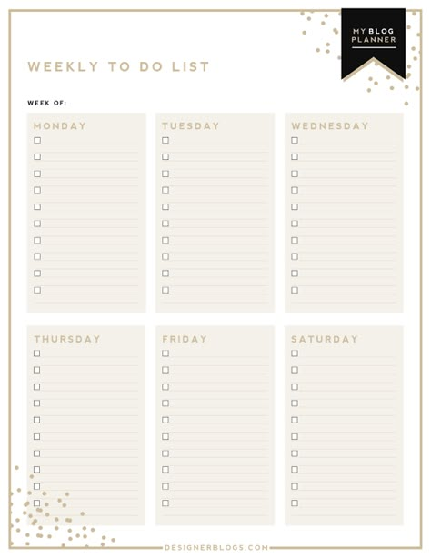 Weekly To Do List Printable | DesignerBlogs.com Stary Papier, Weekly To Do List, Penanda Buku, To Do Planner, To Do List Printable, طابع بريدي, To Do Lists Printable, Weekly Planner Template, Daily Planner Pages