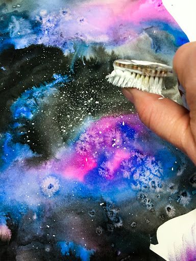 Galaxy Painting Easy Watercolor, Space Themed Art Projects, Space Art Ideas, Outer Space Watercolor, Galaxy Crafts, Space Art Projects, Space Lessons, Space Preschool, Space Crafts For Kids