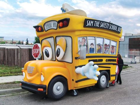 Safety Awareness Parade Float | PARADE FLOATS Waving Hand, Safety Awareness, Expressive Eyes, Parade Float, School Children, School Bus, Bright Yellow, Float, Floating