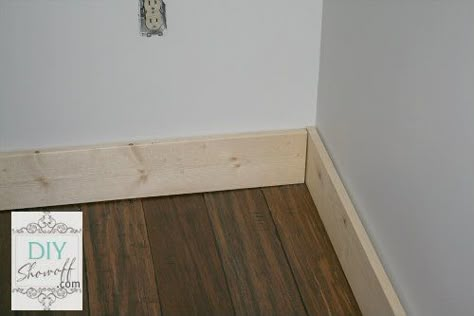 Baseboard tutorial for very simple baseboards. Also check out http://www.thejoyofmoldings.com/baseboard-110/ (would not let me add to pinterest) Replacing Baseboards And Trim, Baseboard Diy, Simple Baseboards, Farmhouse Baseboards, Diy Baseboards, Moulding Ideas, Wood Baseboard, Baseboard Styles, Baseboard Trim