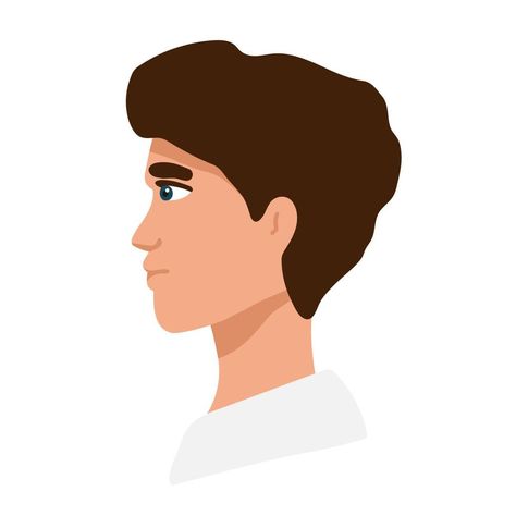 Male face in profile. Asian guy's head side view. Avatar for a social network. Vector flat illustration, Head Side View, Face In Profile, Face Characters, Wedding People, Cityscape Photos, Logo Banners, Character Design Male, Cartoon Profile Pics, Heart With Arrow