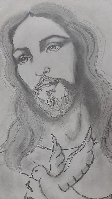 drawing How To Draw God, Jesus Sketch Pencil Easy, Jesus Face Drawing, How To Draw Jesus, Christian Drawings Pencil, Drawing Ideas Jesus, Jesus Pencil Drawing, Biblical Art Drawings, Jesus Drawing Easy