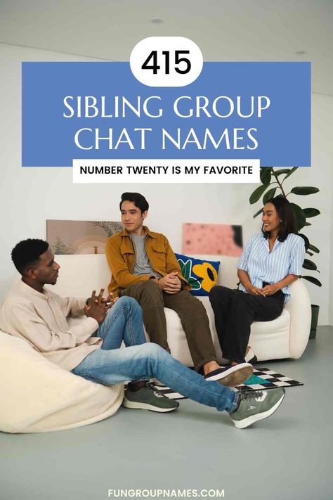 Discover 415+ creative group chat names for siblings! From funny puns to heartfelt expressions, find the perfect name to celebrate your family bond. Siblings Group Chat Names, Funny Sibling Group Chat Names, Sibling Group Chat Name, Sibling Group Chat Name Ideas, Names For Siblings, Snapchat Group Chat, Funny Group Chat Names, Snapchat Groups, Group Chat Names