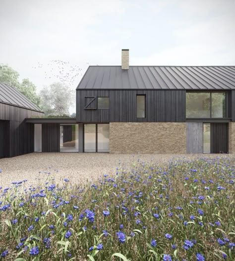 New Build House, Rural Architecture, Contemporary Barn, Barn Conversions, Farmhouse Architecture, House Cladding, Build House, Rural House, Cottage Renovation