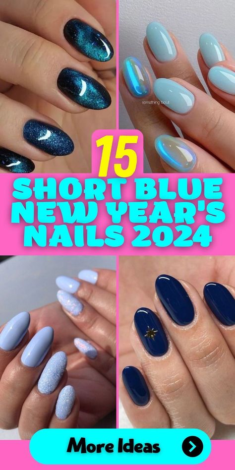 Nail Art Designs 2024 | Easy Nail Art New Year’s Eve Nails Blue, Spring Nails 2024 Trends Blue, Trendy Nail Art 2024, 2024 Trendy Nails, Nails 2024 Blue, Blue Nails With Accent Nail, New Year Nails Design 2024 Short, Blue Nails For Spring, Teal Winter Nails