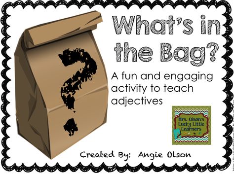 Teaching Adjectives, Tutoring Ideas, Adjectives Activities, Esl Ideas, Mystery Bags, Reading Stations, Teacher Board, 2nd Grade Writing, 1st Grade Writing