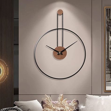 Amazon.com: YISITEONE Large Decorative Wall Clock for Living Room,Metal & Walnut Dial Home Decor Silent Non Ticking Lightweight Clocks for Bedroom, Study, Office Decorations, 28.7''×21.6'',Black : Home & Kitchen Clocks For Bedroom, Large Wall Clock Decor, Giant Wall Clock, Wall Clock Ideas, Clock On The Wall, Modern Wall Clocks, Big Wall Clocks, Large Wall Clock Modern, Wall Clock Decor