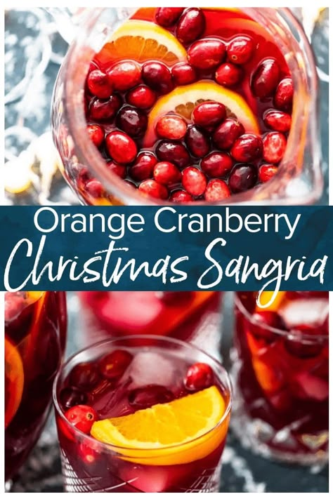 Christmas Sangria Recipes, Cranberry Sangria, Winter Sangria, Holiday Sangria, Christmas Sangria, Orange Cranberry, Sangria Recipe, Christmas Cocktail, Sangria Recipes