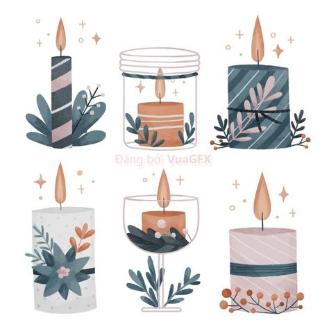 Christmas Candle Illustration, Candle Art Drawing, Christmas Candles Aesthetic, Candles Illustration, Watercolor Candles, Candle Illustration, Christmas Party Poster, Realistic Christmas Trees, Candle Drawing