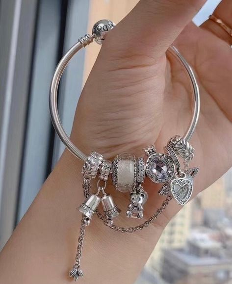 From inst : silver_fromjoy Watches Women Simple, Pandora Bracelet Charms Ideas, Bracelet For Girls, Jewelry Accessories Ideas, Dior Jewelry, Pandora Bracelet Charms, Jewelry Lookbook, Cute Bracelets, Bracelet Collection