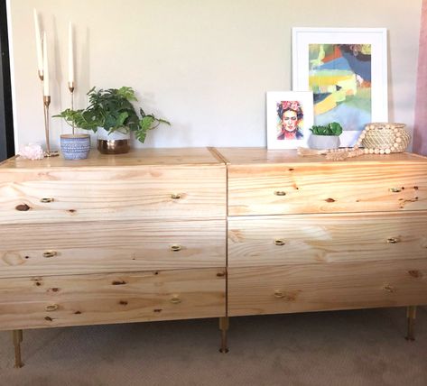 IVAR 3 Drawer Chest Bjorksnas Ikea Dresser Hack, Dublin Apartment, Ivar Ikea, Ikea Dresser Hack, Pretty Pegs, Dresser Hack, Dresser Diy, Diy Step, Pine Dresser