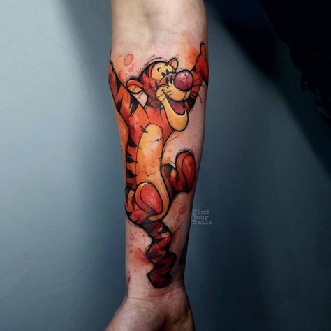 watercolor tigger tattoo winnie the pooh Tattoos Winnie The Pooh, Tigger Drawings, Tattoo For Legs, Tigger Tattoo, Drawings For Mom, Winnie Pooh And Friends, Winnie The Pooh Tattoos, Eternal Tattoo Ink, Tattoos Disney