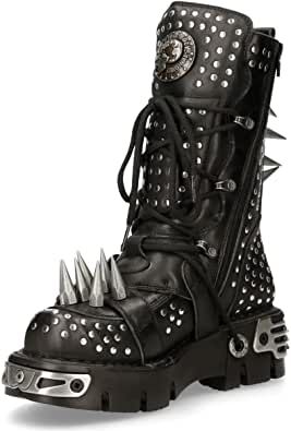 Amazon.com: New Rock Boots 1535-S1 Womens Metallic Black Leather Goth Studded Spike Boot 6 : Everything Else Ria Core, Emo Boots, Leather Goth, New Rock Boots, Rock Boots, Studs And Spikes, Goth Boots, Gothic Shoes, Metal Spikes