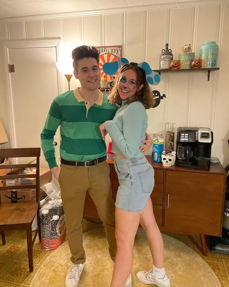 Blues Clues And Magenta Costumes, Blues Clues Costume Womens, Steve And Blue Costume, Joe And Blue Costume, Blues Clues And Steve Costume, Blue Clues Halloween Costume, Blue And Magenta Costume, Blues Clues Cosplay, Blue And Steve Couple Costume