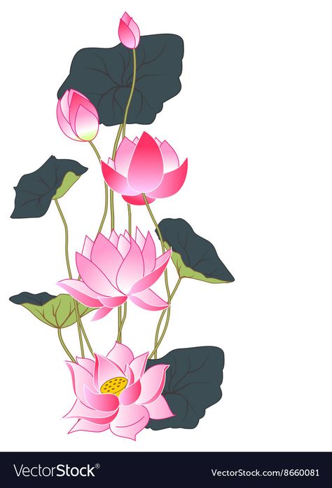 Louts Flower Drawing, Lotus Vector Design, Lotus Flower Art Design, Lotus Painting On Fabric, Lotus Drawing, Lotus Vector, Lotus Flower Wallpaper, Easy Flower Drawings, Buddhist Art Drawing