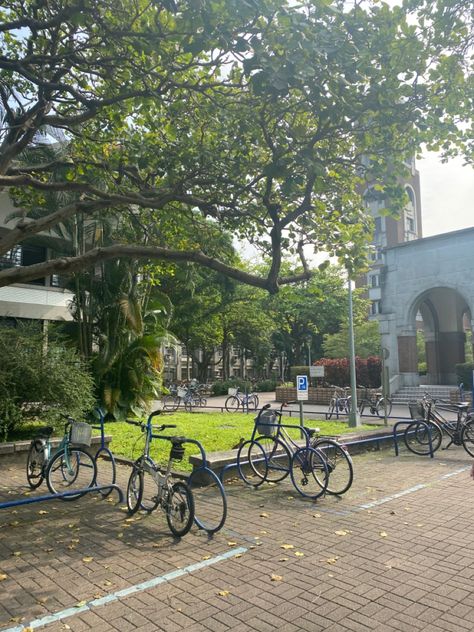 #university #taipei #taiwan #bikes #collegecampus #aesthetic #travel #internationalschool #photogtaphy Taiwan School Aesthetic, National Taiwan University, Japan University Aesthetic, International School Aesthetic, Taiwan Countryside, Taipei Taiwan Aesthetic, Taipei Aesthetic, Taiwan Aesthetic, Taiwan Street