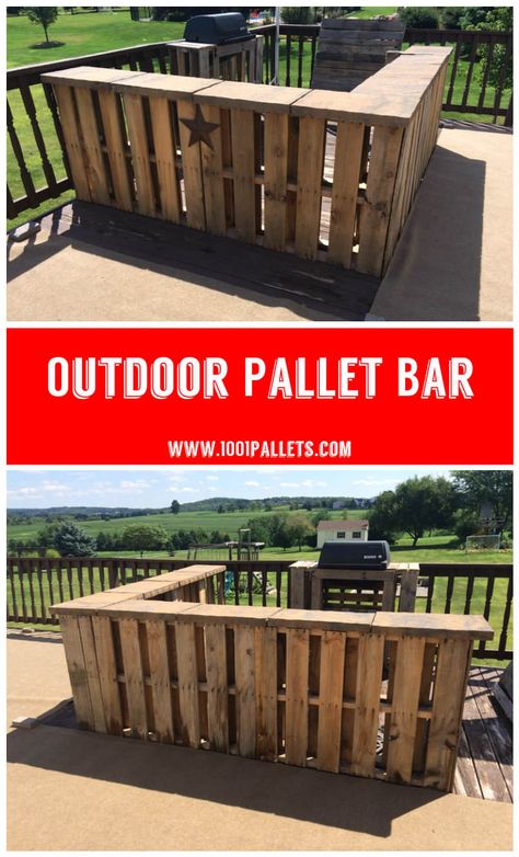 #Garden, #Outdoor, #PalletBar, #RecyclingWoodPallets Palet Bar, Bar En Plein Air, Design Per Patio, Pavers Diy, Deck Bar, Outdoor Pallet, Pallet Bar Diy, Diy Outdoor Bar, Pavers Backyard