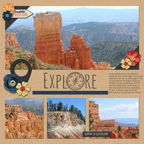 Colorado Vacation Scrapbook Ideas, National Parks Scrapbook Ideas, National Park Scrapbook Layouts, Tennessee Scrapbook, Scrapbooking Nature, Nature Scrapbook, Camping Scrapbook, Travel Scrapbook Pages, Scrapbook Design Layout