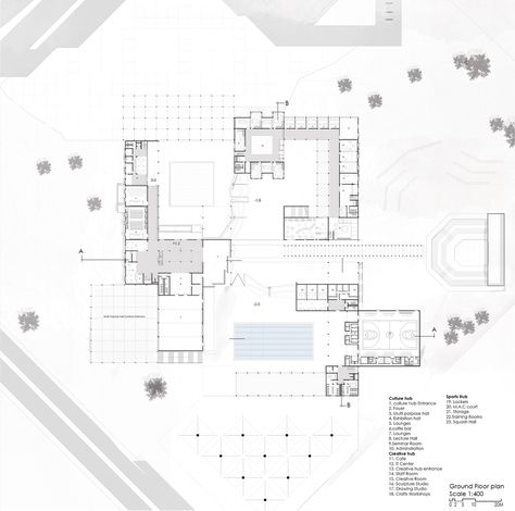 Youth Community Center on Behance Exhibition Center Plan, Community Centre Architecture Concept, Community Center Design Architecture, Innovation Center Architecture, Community Centre Plan, Community Center Architecture Concept, Community Center Floor Plan, Youth Center Architecture, Community Center Plan