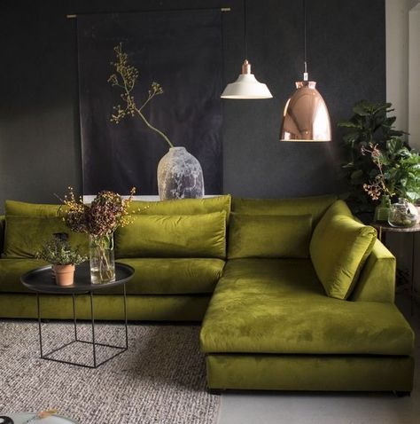 Green Couches, Green Sofa Living, Green Sofa Living Room, Green Couch, Corner Sofa Set, Winter 23, Green Sofa, A Living Room, Design Case