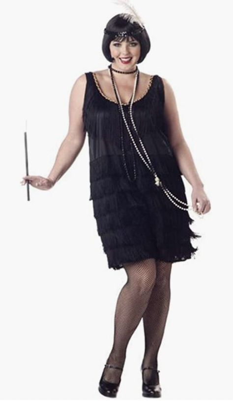 Fantasia Plus Size, Plus Size Fancy Dresses, Costumes Plus Size, Plus Size Flapper Dress, Flapper Costume Halloween, Black Flapper Dress, Style Année 20, Diy Costumes Women, California Costumes