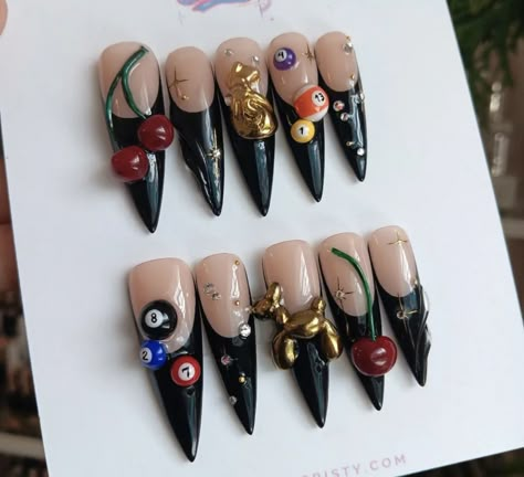 3d Junk Nails, Lowrider Nails, Junk Nails Bling, Dice Nails, Tattoo Nail Art, Statement Nails, Drip Nails, Edgy Nails, Glow Nails