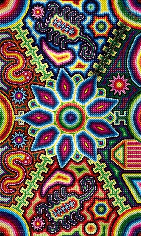 Huichol Pattern, Bead Bottle, Seed Bead Pattern, Sacred Geometry Art, Huichol Art, Art Decor Diy, Geometry Art, Custom Bottles, Art N Craft