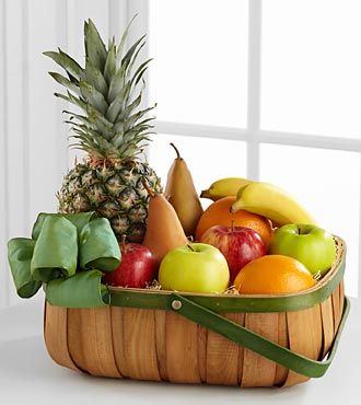 What better way to say "Get Well" than by sending a fruit basket? Available in small, medium, and large sizes. Healthy Gift Basket, Sympathy Gift Baskets, Gourmet Baskets, Fruit Basket Gift, Food Gift Baskets, Healthy Gift, Beach Flowers, Fruit Gifts, Fruit Arrangements