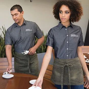 Cheap Custom Waiter / Waitress Uniforms | Prices Online Bartender Uniform, Branded Dress, Bartender Outfit, Cafe Uniform, Waitress Uniform, Waiter Uniform, Corporate Shirts, Custom Dress Shirts, Restaurant Uniforms