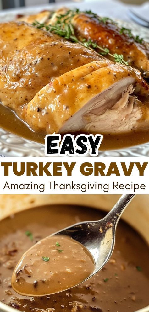 Make rich and flavorful Easy Turkey Gravy without any drippings! This simple recipe is perfect for Thanksgiving or any family meal. Just a few ingredients create a smooth sauce that's great over turkey, mashed potatoes, and more. You’ll love how easy it is to whip up this delicious gravy! Ideal for busy cooks looking for a quick solution. Quick Gravy Recipe, Healthy Gravy Recipe, Turkey Gravy Without Drippings, Easy Turkey Gravy, Turkey Dressing Recipe, Gravy Without Drippings, Gravy Homemade, Turkey Gravy Recipe Easy, Turkey Gravy From Drippings