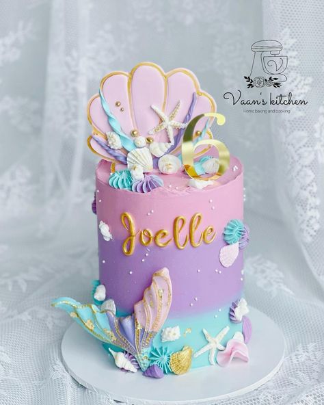 Mermaid 🧜‍♀️ Birthday Cake #birthdqaycakes #cupcakes #buttercreamcakes #fondantcakes #customcakes #handmadetopper #cakedecor #cakedesign #sydneycake #sydneycakes #vaanskitchen #spongecake #mermaidcake #mermaidcakes Under The Sea Birthday Cake Girl, Mermaid Bday Cake, Purple Mermaid Cake, Mermaid Cake Design, Birthday Cake Mermaid, Mermaid Birthday Party Cake, Mermaid Cake Ideas, The Little Mermaid Cake, Mermaid Theme Cake