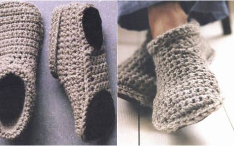 Solid Slippers Home Boots [Free Pattern] | Your Crochet Slipper Crochet, Crochet Boots Pattern, Crochet Slipper Boots, Crocheted Slippers, Easy Crochet Slippers, Crochet Slipper, Crochet Slippers Free Pattern, Crochet Slipper Pattern, Crochet Boots