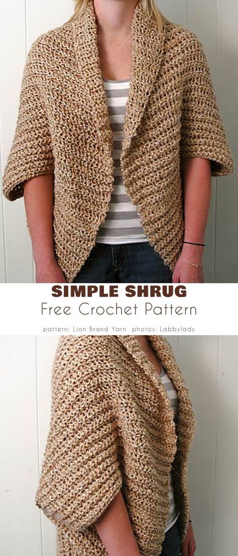 Easy Crochet Shrug For Beginners, Simple Crochet Shrug Pattern Free, Free Kimono Pattern, Mobius Shawl Crochet Free Pattern, Crochet Gilet Free Pattern, Crochet Shrug Patterns Free, Crochet Shrugs Patterns, Free Shrug Patterns, Easy One Skein Crochet Patterns