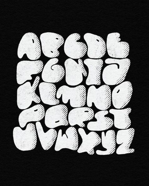 Weird Fonts Alphabet, Lace Graphic Design, Found Typography, Wobbly Font, Indie Typography, Bubble Typeface, Lettering Design Ideas, Illustrative Lettering, Stone Lettering