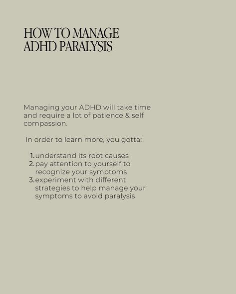 Hi ☀️ Today I want to discuss ADHD paralysis, which is a common experience for many, including myself.  To create a home that is ADHD-friendly, it is important to understand how our brain works in order to better manage our progress. Because ADHD paralysis can feel like a major setback, it’s important to seek awareness to manage your symptoms and find strategies that work for you.  Swipe left to learn more! ꩜  👋🏽👩🏽‍💻 - I always strive to make my content as visually digestible as possible. How... Autonomic Dysfunction, How To Deal With Task Paralysis, Pathological Demand Avoidance Strategies, Pathological Demand Avoidance Adults, Attention Deficit Hyperactive Disorder, Social Work, Brain, Work On Yourself, It Works