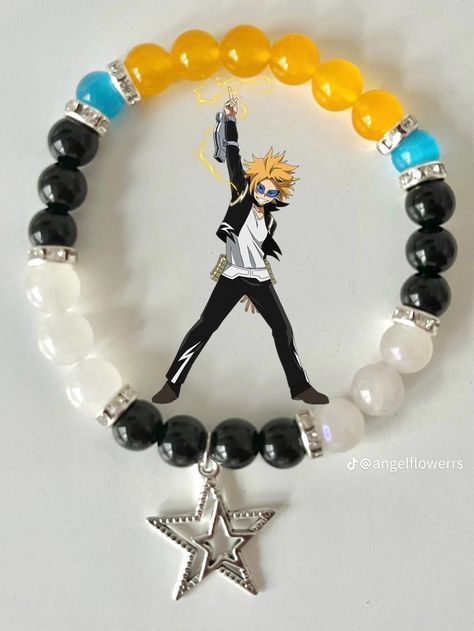 My Hero Academia Bracelet, Mha Bracelet Ideas, Mha Bracelet, Scene Bracelets, Mha Merch, Beaded Bracelet Diy, Glowing Glasses, Diy Kandi Bracelets, Cool Bracelets