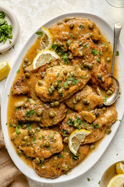 The Defined Dish, Defined Dish, Summer Crockpot Recipes, Chicken Piccata, Chicken Cutlets, Crockpot Meals, Chicken Crockpot Recipes, Crockpot Chicken, Slow Cooker Chicken