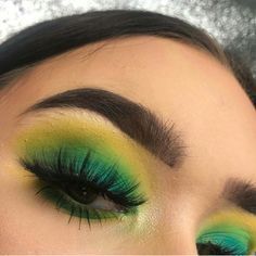 Green Yellow Makeup, Green And Yellow Makeup, Nubian Princess, Yellow Eye Makeup, Dark Eye Makeup, Bright Eye Makeup, Yellow Makeup, Bold Eye Makeup, Pink Eye Makeup